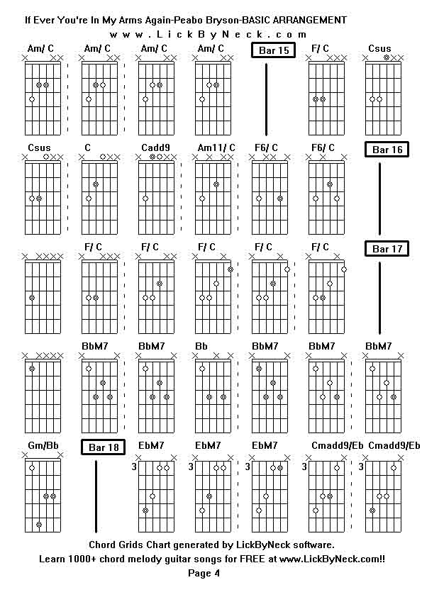 Chord Grids Chart of chord melody fingerstyle guitar song-If Ever You're In My Arms Again-Peabo Bryson-BASIC ARRANGEMENT,generated by LickByNeck software.